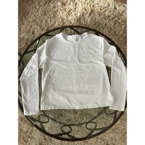 Athleta White Long Sleeve Crew Neck Top M